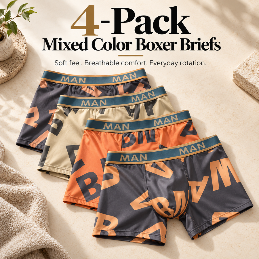 4-Pack Mixed Color Boxer Briefs