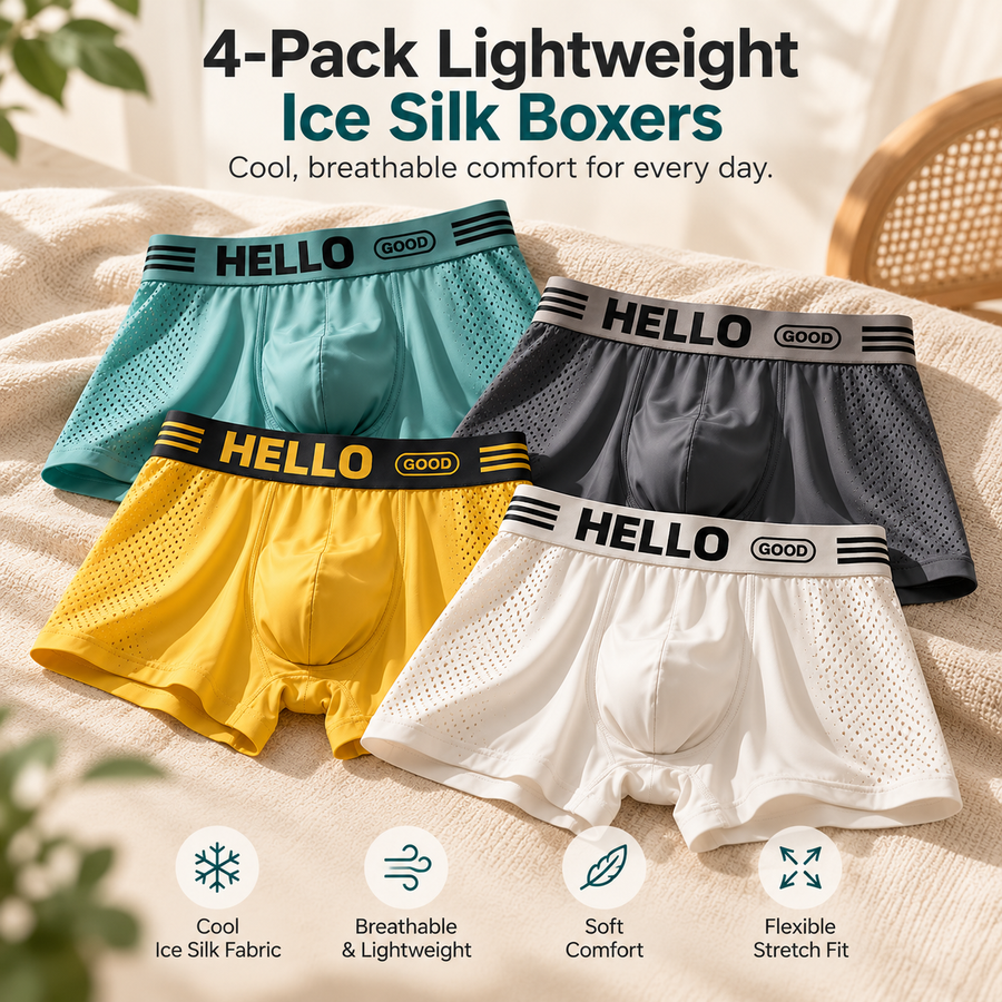 4-Pack Lightweight Ice Silk Boxers