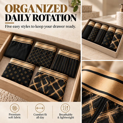 Organized daily rotation 5-pack boxer briefs