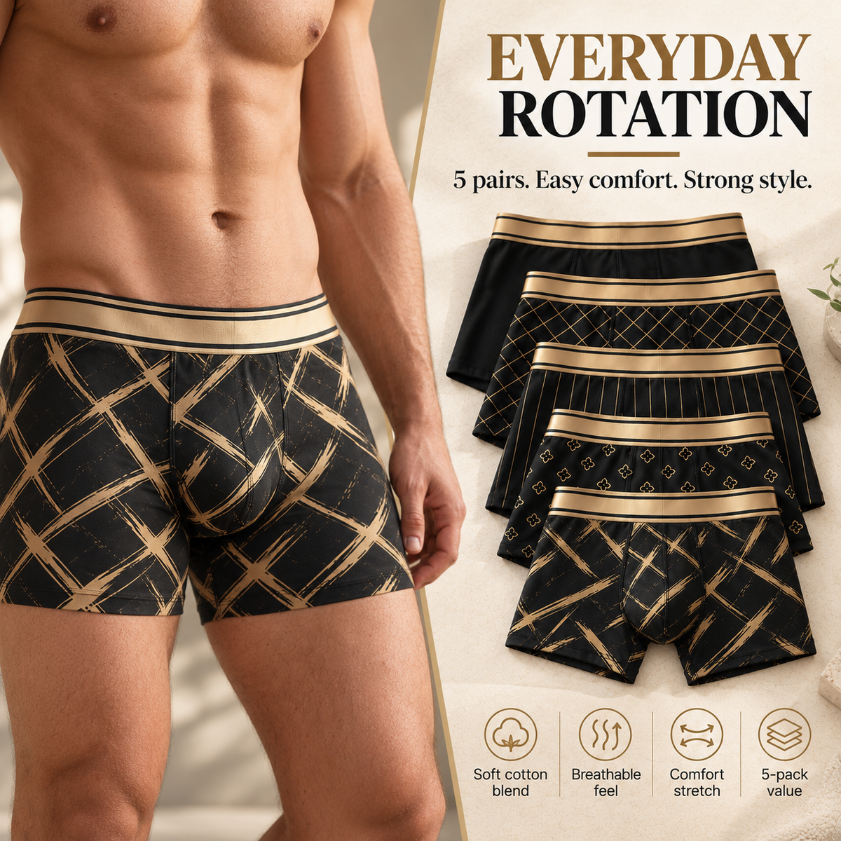 Everyday rotation boxer briefs
