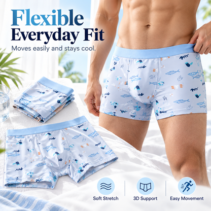Flexible everyday fit ice-silk boxer briefs
