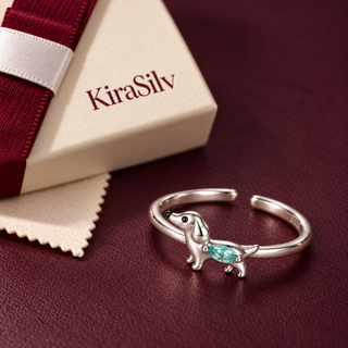 Dachshund Crystal Adjustable Ring