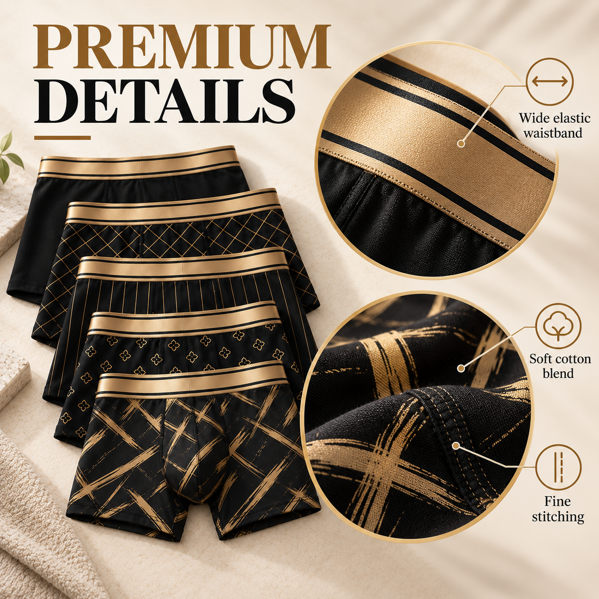 Premium waistband and fabric details