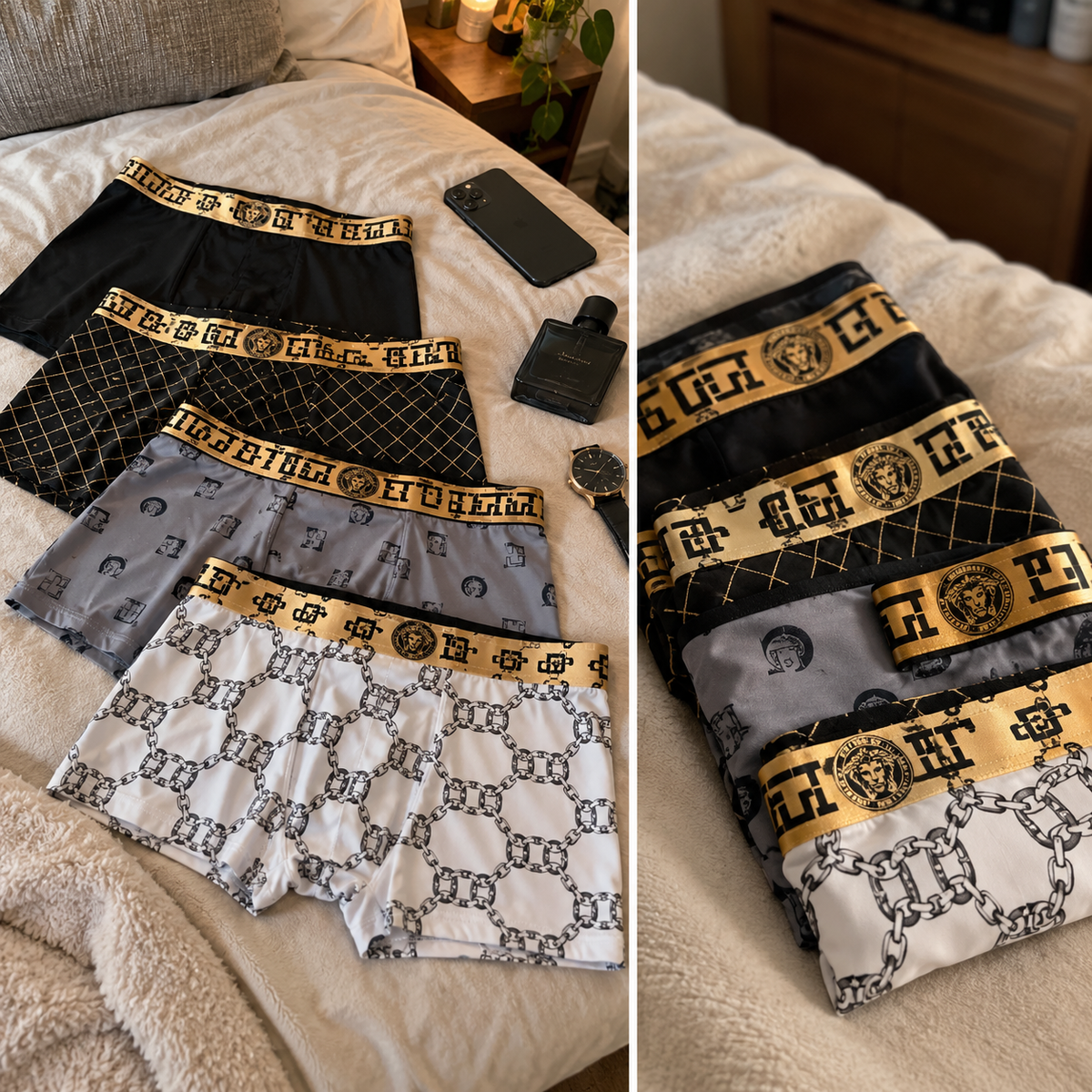 Lifestyle boxer briefs on bed
