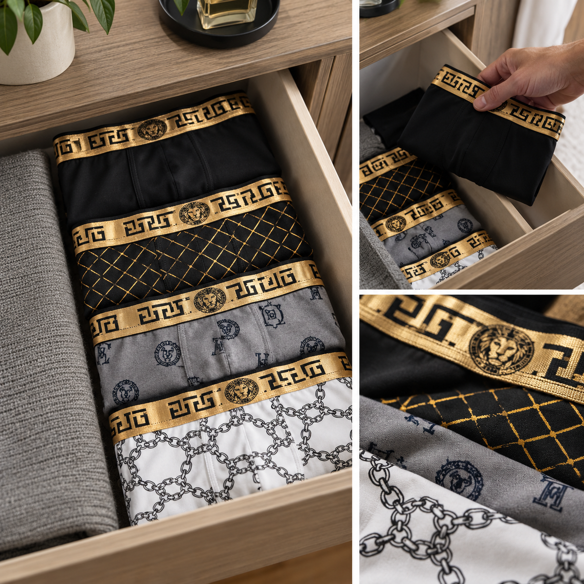 Boxer briefs organized in drawer