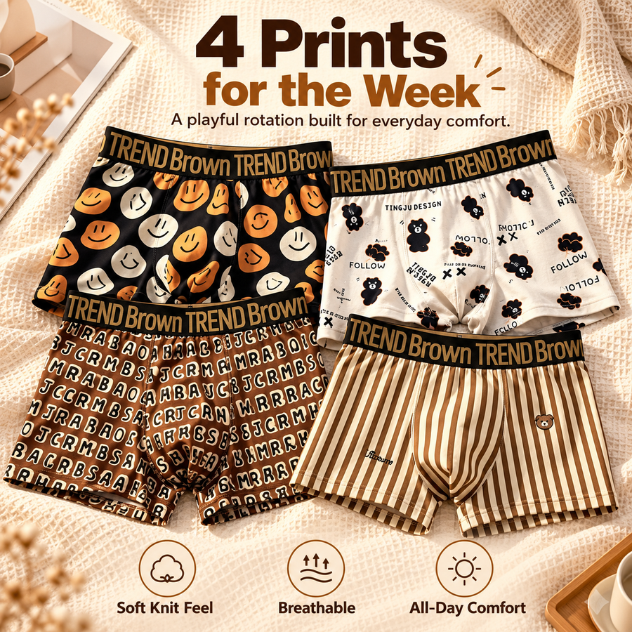 4-Pack Cartoon Print Boxer Briefs
