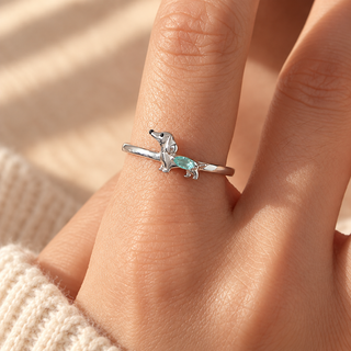 Dachshund Crystal Adjustable Ring