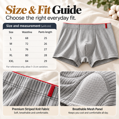 4 Pieces of Men's Boxer Underwear Soft, Breathable and Comfortable Men's Briefs Striped Trendy Personality Casual Loose Boxers