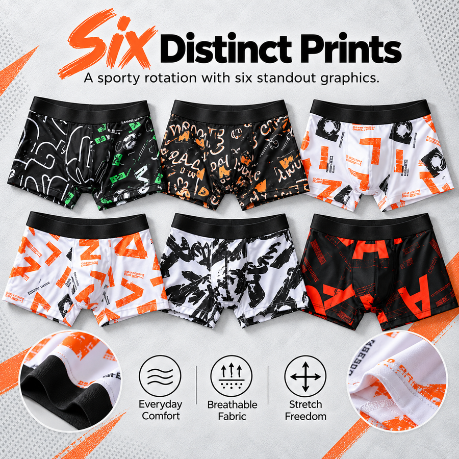 6-Pack Graphic Sport Boxer Briefs
