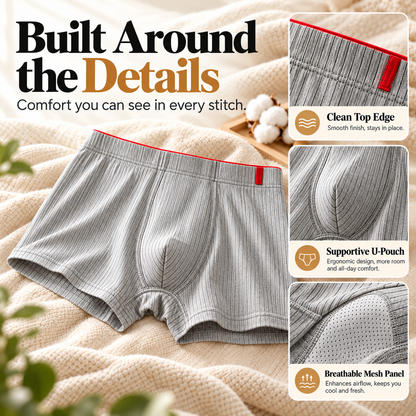 4 Pieces of Men's Boxer Underwear Soft, Breathable and Comfortable Men's Briefs Striped Trendy Personality Casual Loose Boxers