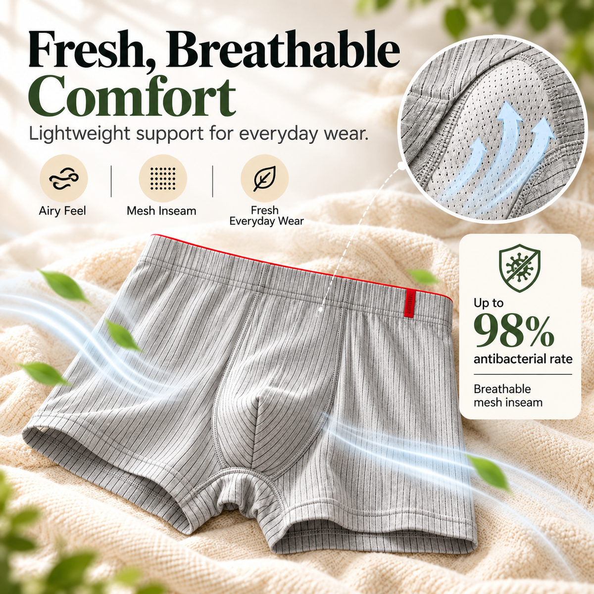 4 Pieces of Men's Boxer Underwear Soft, Breathable and Comfortable Men's Briefs Striped Trendy Personality Casual Loose Boxers