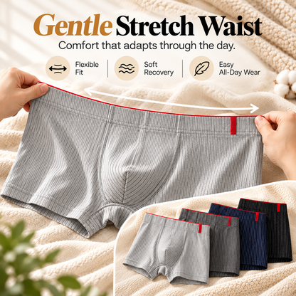 4 Pieces of Men's Boxer Underwear Soft, Breathable and Comfortable Men's Briefs Striped Trendy Personality Casual Loose Boxers