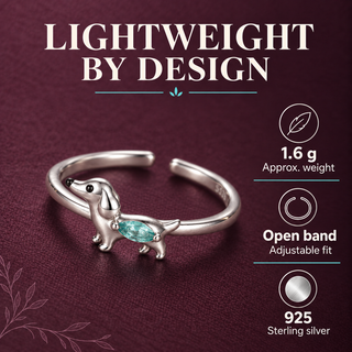 Dachshund Crystal Adjustable Ring