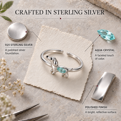 Dachshund Crystal Adjustable Ring