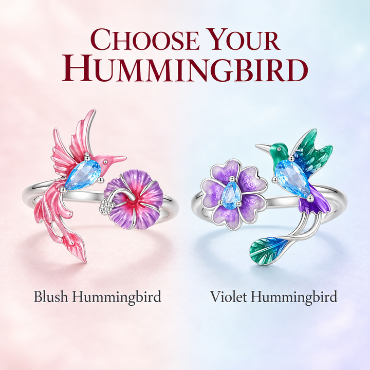 Hummingbird Bloom Adjustable Ring