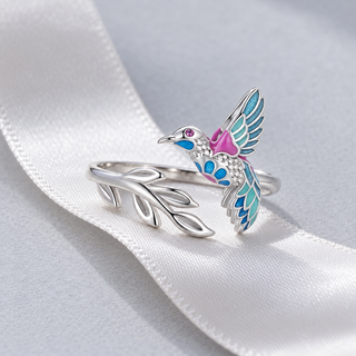Sky Hummingbird Adjustable Ring