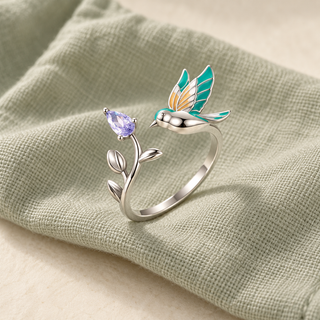 Sky Hummingbird Adjustable Ring