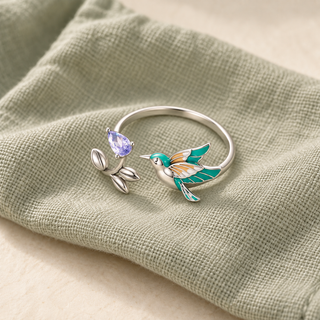 Sky Hummingbird Adjustable Ring