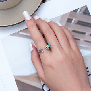Sky Hummingbird Adjustable Ring