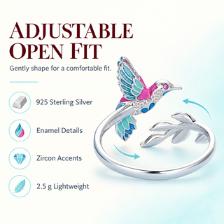 Sky Hummingbird Adjustable Ring
