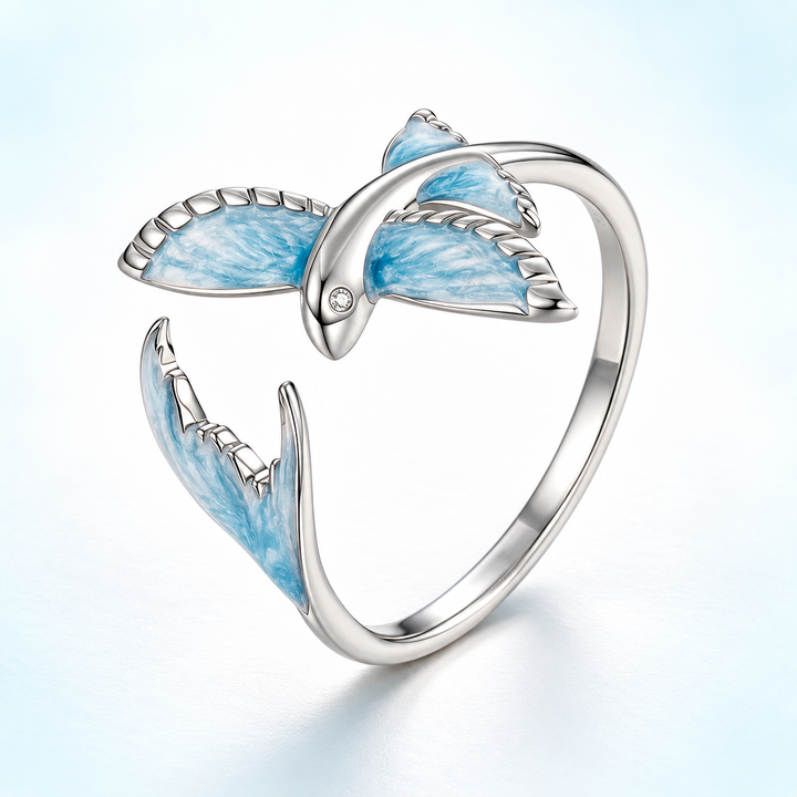 Blue Flying Fish Adjustable Ring
