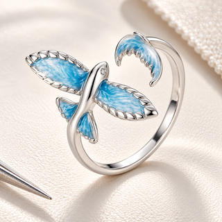 Blue Flying Fish Adjustable Ring