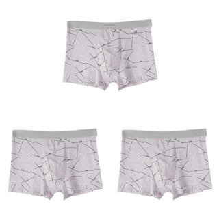 3PCS Men's Simple Line Printed Mid Waist Boxer Briefs Seamless Comfortable Skin Friendly Underwear Fashion Breathable Trunks