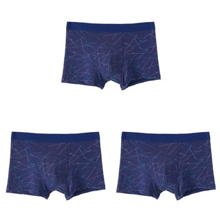 3PCS Men's Simple Line Printed Mid Waist Boxer Briefs Seamless Comfortable Skin Friendly Underwear Fashion Breathable Trunks