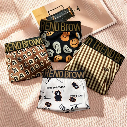 4PCS! Men's Underwear! Printed Personality cartoon Underwear Boxer Shorts Summer Comfortable Breathable Fashion Boxer Shorts