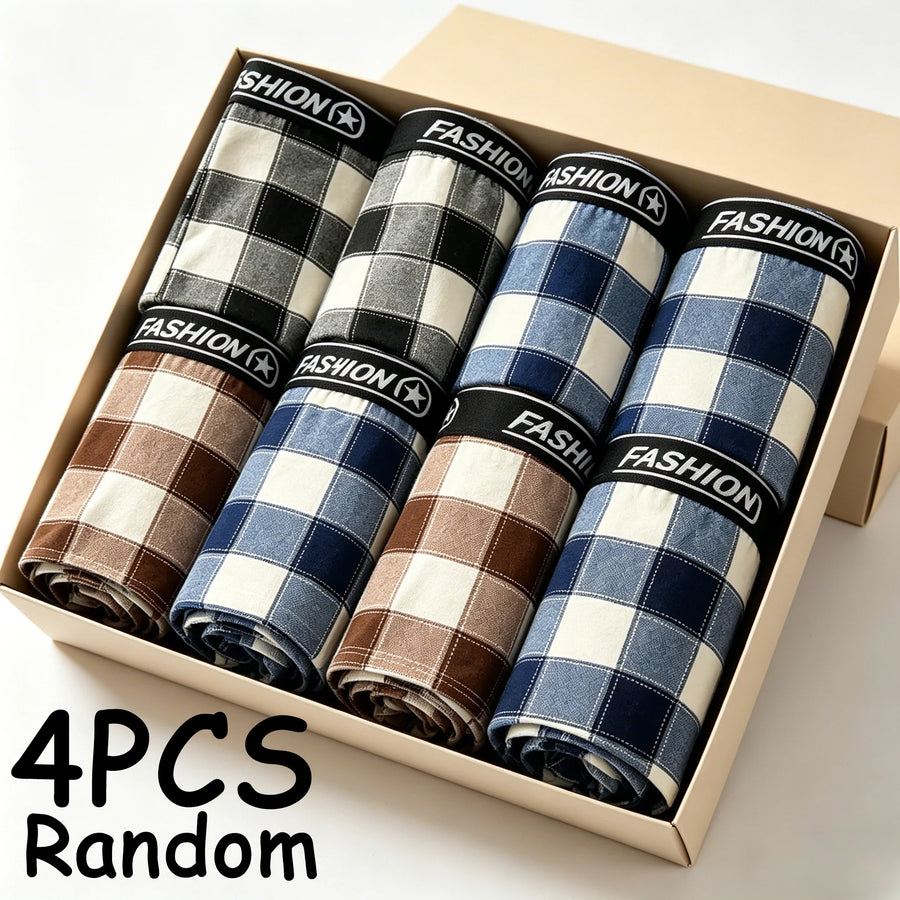 4-Pack Classic Plaid Boxers