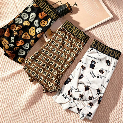 4PCS! Men's Underwear! Printed Personality cartoon Underwear Boxer Shorts Summer Comfortable Breathable Fashion Boxer Shorts