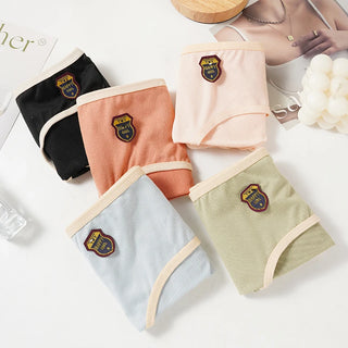 5PCS Women's Simple Seamless Mide Waist Underwear Comfortable Breathable Pure Cotton Crotch Student Panties