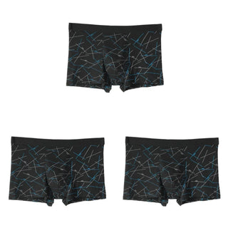 3PCS Men's Simple Line Printed Mid Waist Boxer Briefs Seamless Comfortable Skin Friendly Underwear Fashion Breathable Trunks