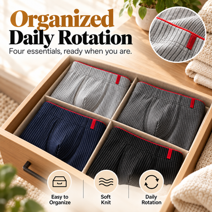 4 Pieces of Men's Boxer Underwear Soft, Breathable and Comfortable Men's Briefs Striped Trendy Personality Casual Loose Boxers