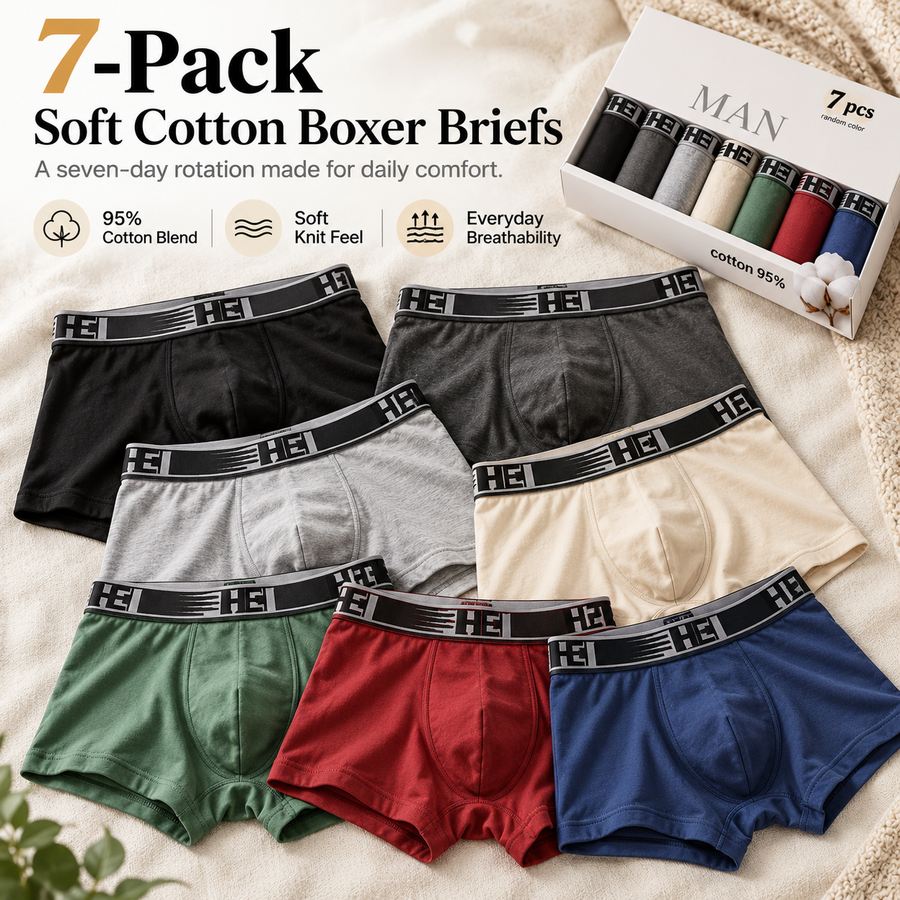 7-Pack Soft Cotton Boxer Briefs