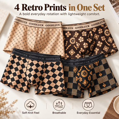 4 Pieces Trendy Men's Underwear Sports Shorts Men's Boxers Luxury Men's Underwear Boxers Summer Thin Breathable