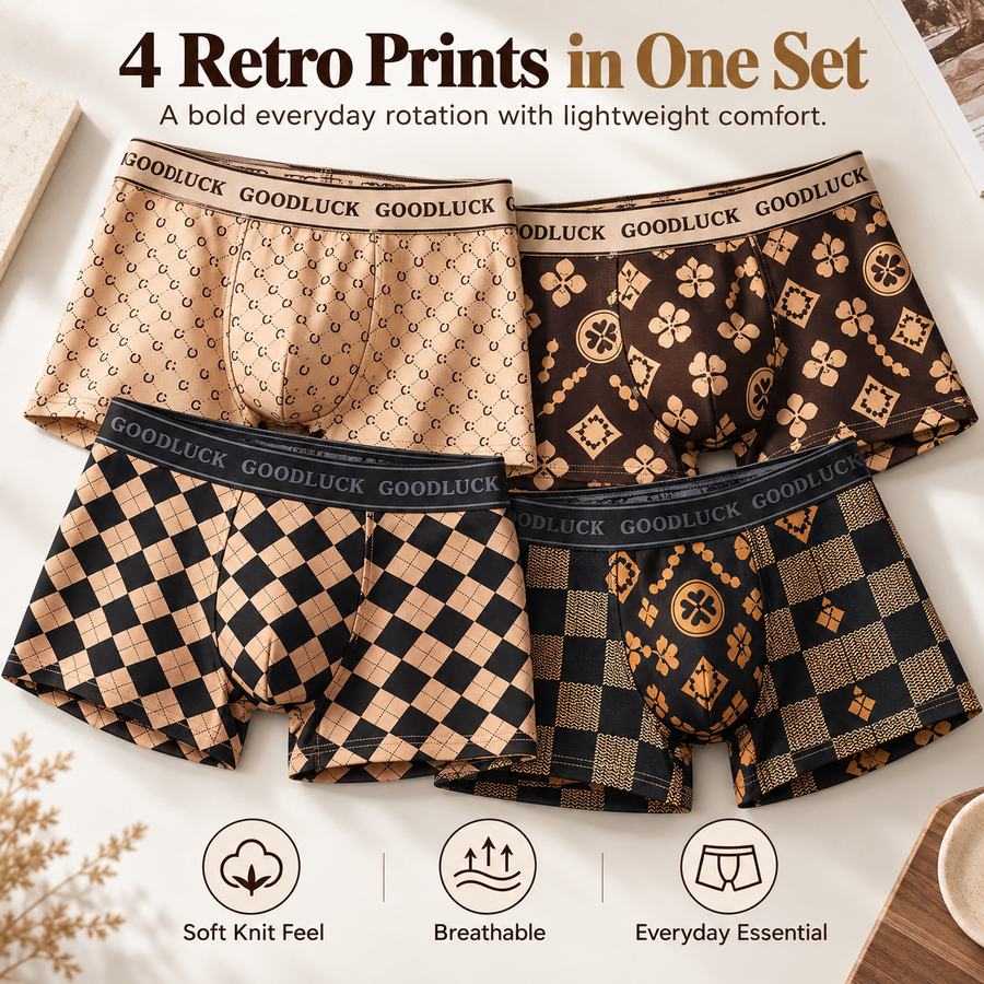 4-Pack Retro Print Boxer Briefs