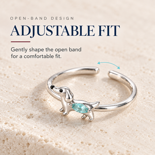 Dachshund Crystal Adjustable Ring