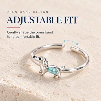 Dachshund Crystal Adjustable Ring