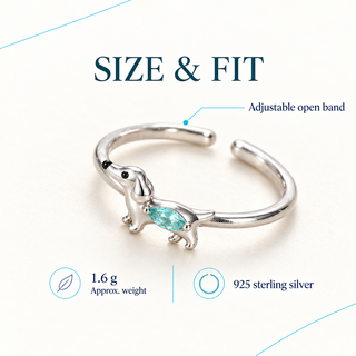 Dachshund Crystal Adjustable Ring