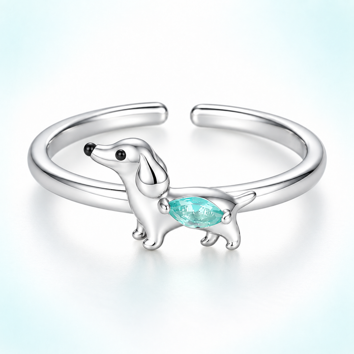 Dachshund Crystal Adjustable Ring